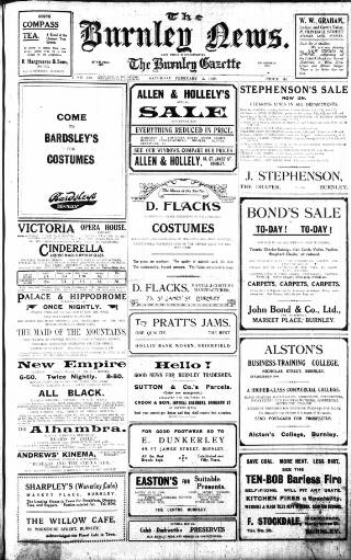 cover page of Burnley News published on February 2, 1918