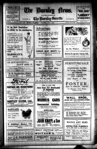 cover page of Burnley News published on May 2, 1925