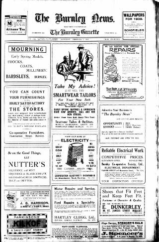 cover page of Burnley News published on February 2, 1929