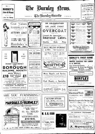cover page of Burnley News published on November 2, 1929