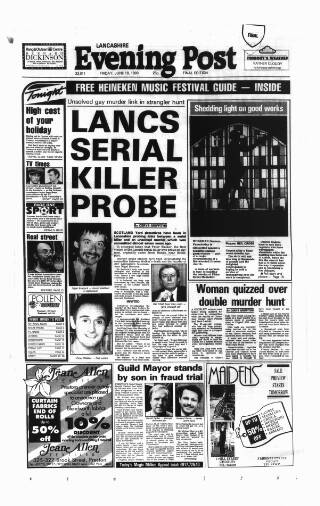 cover page of Lancashire Evening Post published on June 18, 1993
