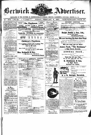 cover page of Berwick Advertiser published on February 2, 1917