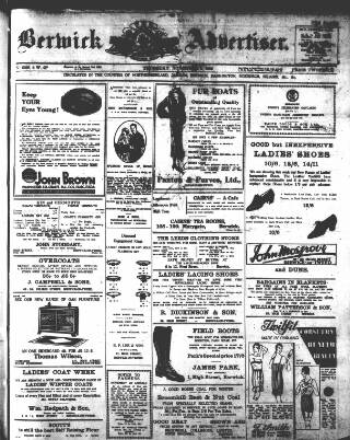 cover page of Berwick Advertiser published on November 2, 1933