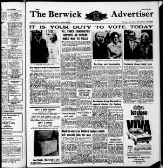 cover page of Berwick Advertiser published on June 18, 1970