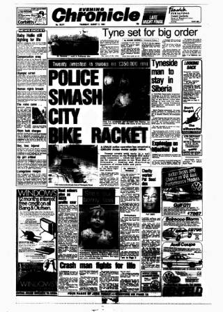 cover page of Newcastle Evening Chronicle published on August 2, 1984