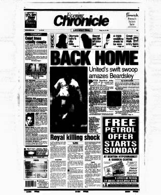 cover page of Newcastle Evening Chronicle published on June 18, 1993