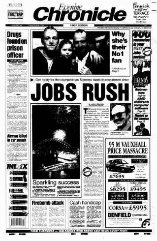 cover page of Newcastle Evening Chronicle published on November 2, 1995