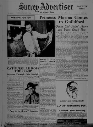cover page of Surrey Advertiser published on November 2, 1949