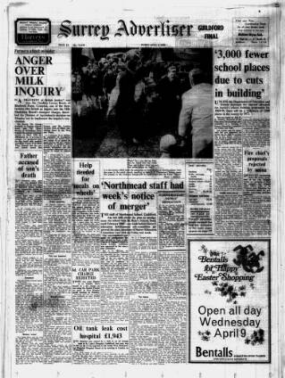 cover page of Surrey Advertiser published on April 4, 1969