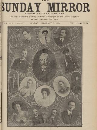 cover page of The Sunday Mirror published on February 1, 1914