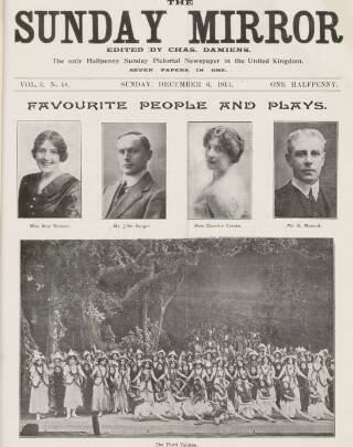 cover page of The Sunday Mirror published on December 6, 1914
