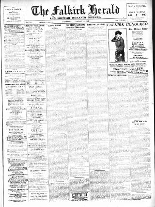 cover page of Falkirk Herald published on February 2, 1921