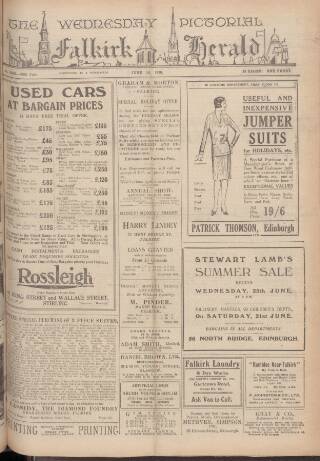 cover page of Falkirk Herald published on June 18, 1930