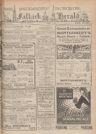 cover page of Falkirk Herald published on August 2, 1933
