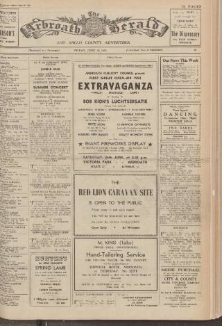 cover page of Arbroath Herald published on June 18, 1954