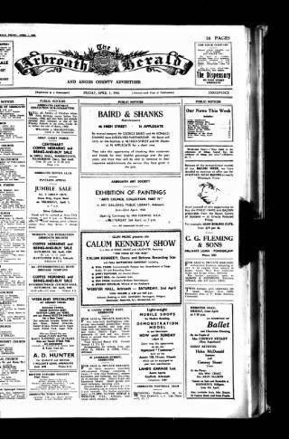 cover page of Arbroath Herald published on April 1, 1960