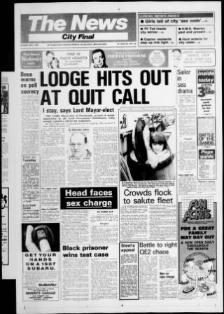 cover page of Portsmouth Evening News published on May 2, 1987
