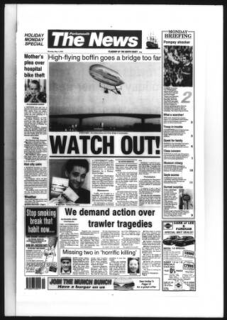 cover page of Portsmouth Evening News published on May 4, 1992