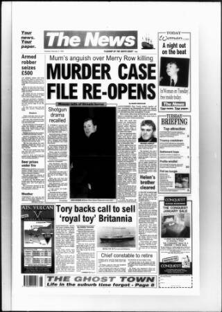 cover page of Portsmouth Evening News published on February 2, 1993