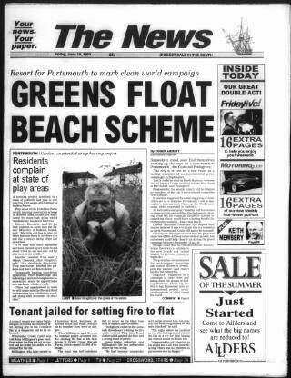 cover page of Portsmouth Evening News published on June 18, 1993