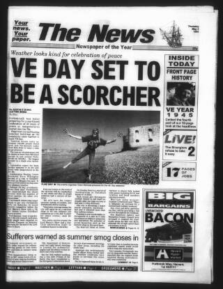 cover page of Portsmouth Evening News published on May 4, 1995