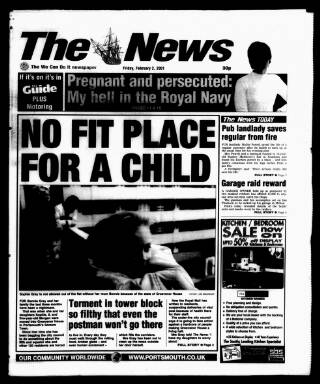 cover page of Portsmouth Evening News published on February 2, 2001