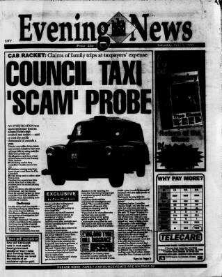 cover page of Edinburgh Evening News published on April 1, 1995
