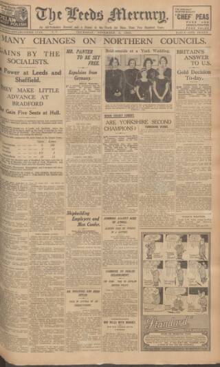 cover page of Leeds Mercury published on November 2, 1933