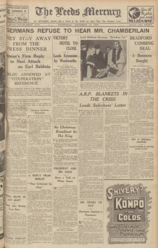 cover page of Leeds Mercury published on December 14, 1938