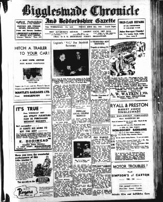 cover page of Biggleswade Chronicle published on June 18, 1948