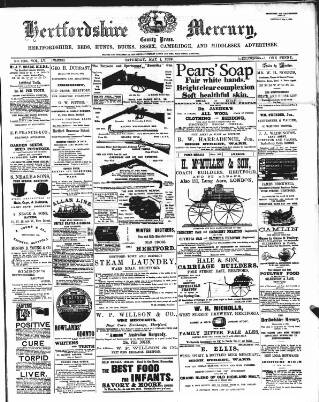 cover page of Hertford Mercury and Reformer published on May 4, 1889
