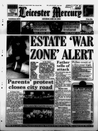 cover page of Leicester Daily Mercury published on June 18, 1994