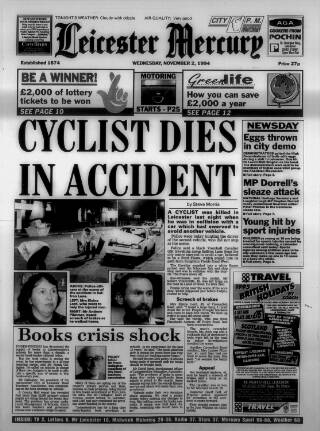 cover page of Leicester Daily Mercury published on November 2, 1994