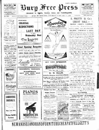 cover page of Bury Free Press published on February 2, 1929