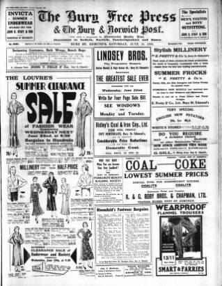 cover page of Bury Free Press published on June 18, 1932