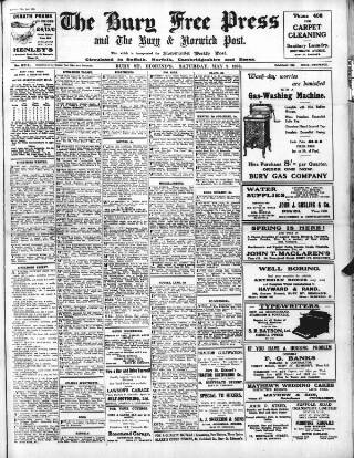 cover page of Bury Free Press published on May 2, 1936