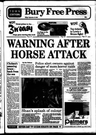 cover page of Bury Free Press published on September 17, 1993