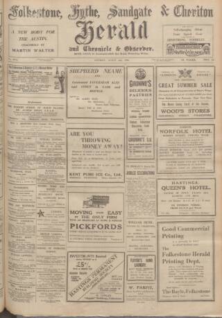 cover page of Folkestone, Hythe, Sandgate & Cheriton Herald published on August 2, 1930