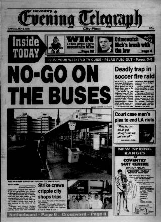 cover page of Coventry Evening Telegraph published on May 2, 1992