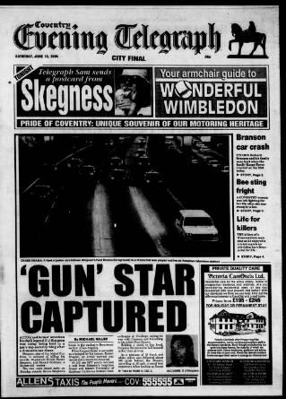 cover page of Coventry Evening Telegraph published on June 18, 1994