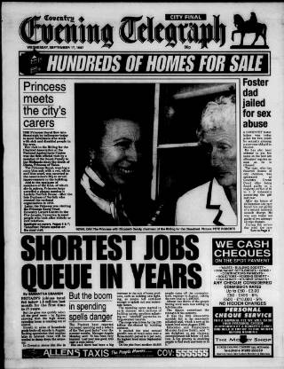 cover page of Coventry Evening Telegraph published on September 17, 1997