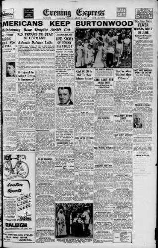 cover page of Liverpool Evening Express published on August 2, 1949