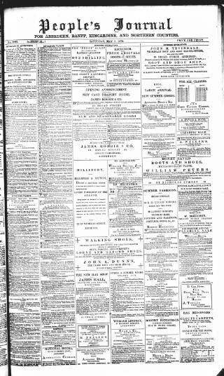 cover page of Aberdeen People's Journal published on May 4, 1878