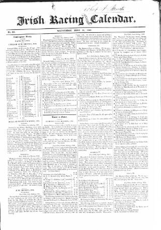 cover page of Irish Racing Book and Sheet Calendar published on June 12, 1861