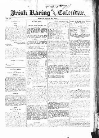 cover page of Irish Racing Book and Sheet Calendar published on March 26, 1866