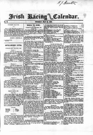 cover page of The Irish Racing Book and Sheet Calendar published on May 19, 1868