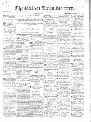 cover page of Belfast Mercury published on February 2, 1858
