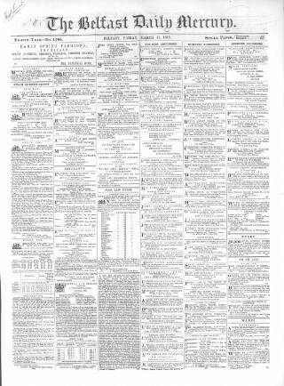 cover page of Belfast Mercury published on March 19, 1858