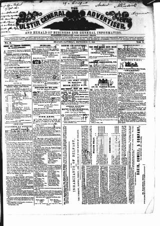 cover page of Ulster General Advertiser, Herald of Business and General Information published on September 17, 1842