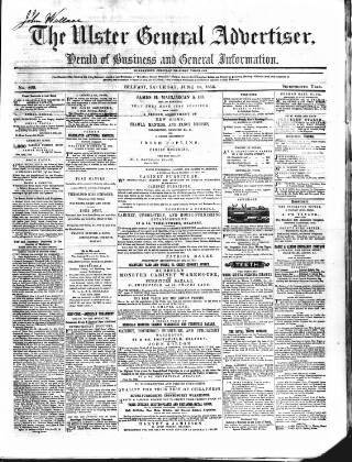 cover page of Ulster General Advertiser published on June 18, 1859